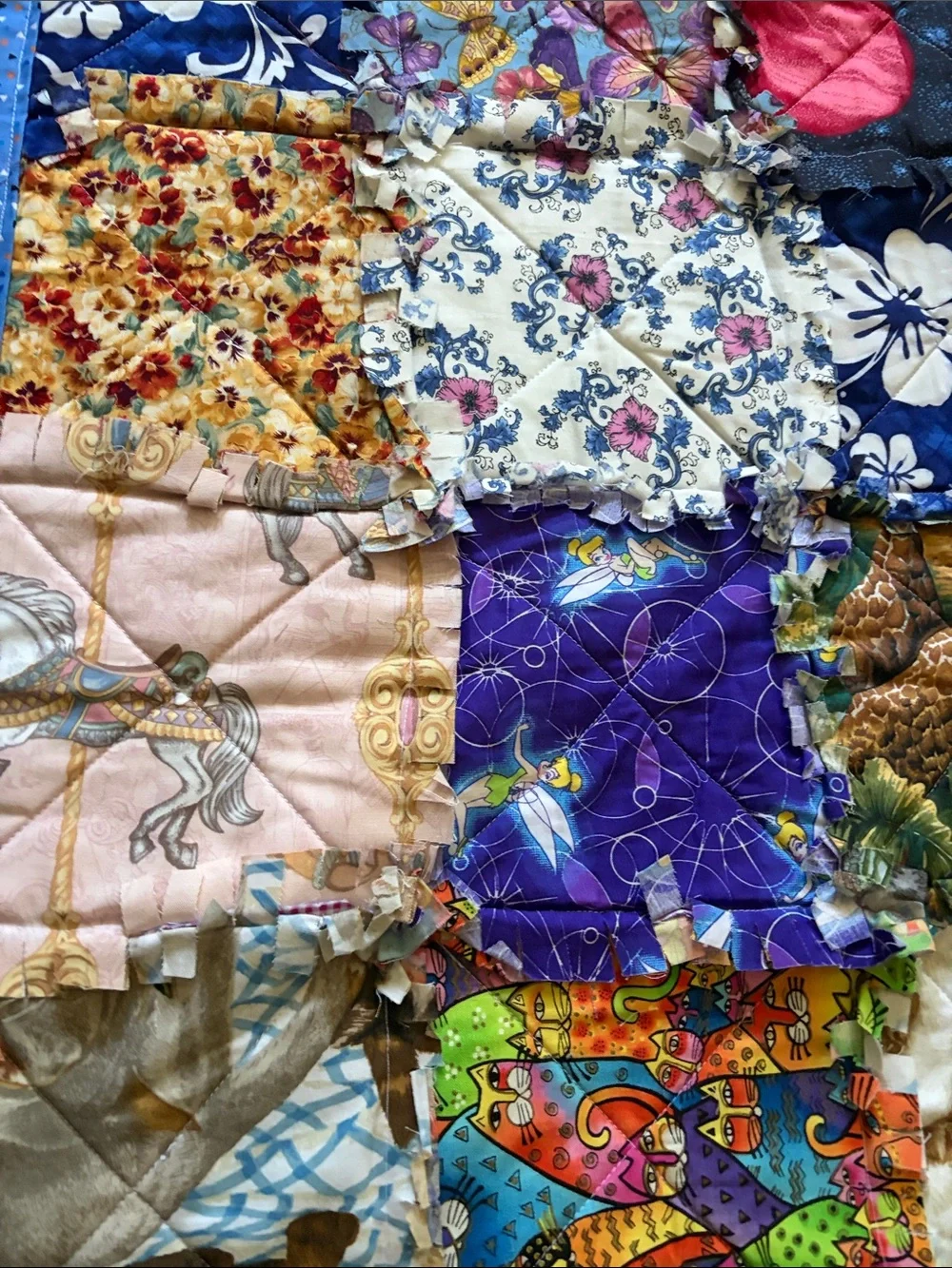 Handmade Patchwork Baby Quilt in Pink and Light Blue